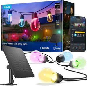 Govee Outdoor Solar String Lights 33FT RGBICW App Control 8 Bulbs New